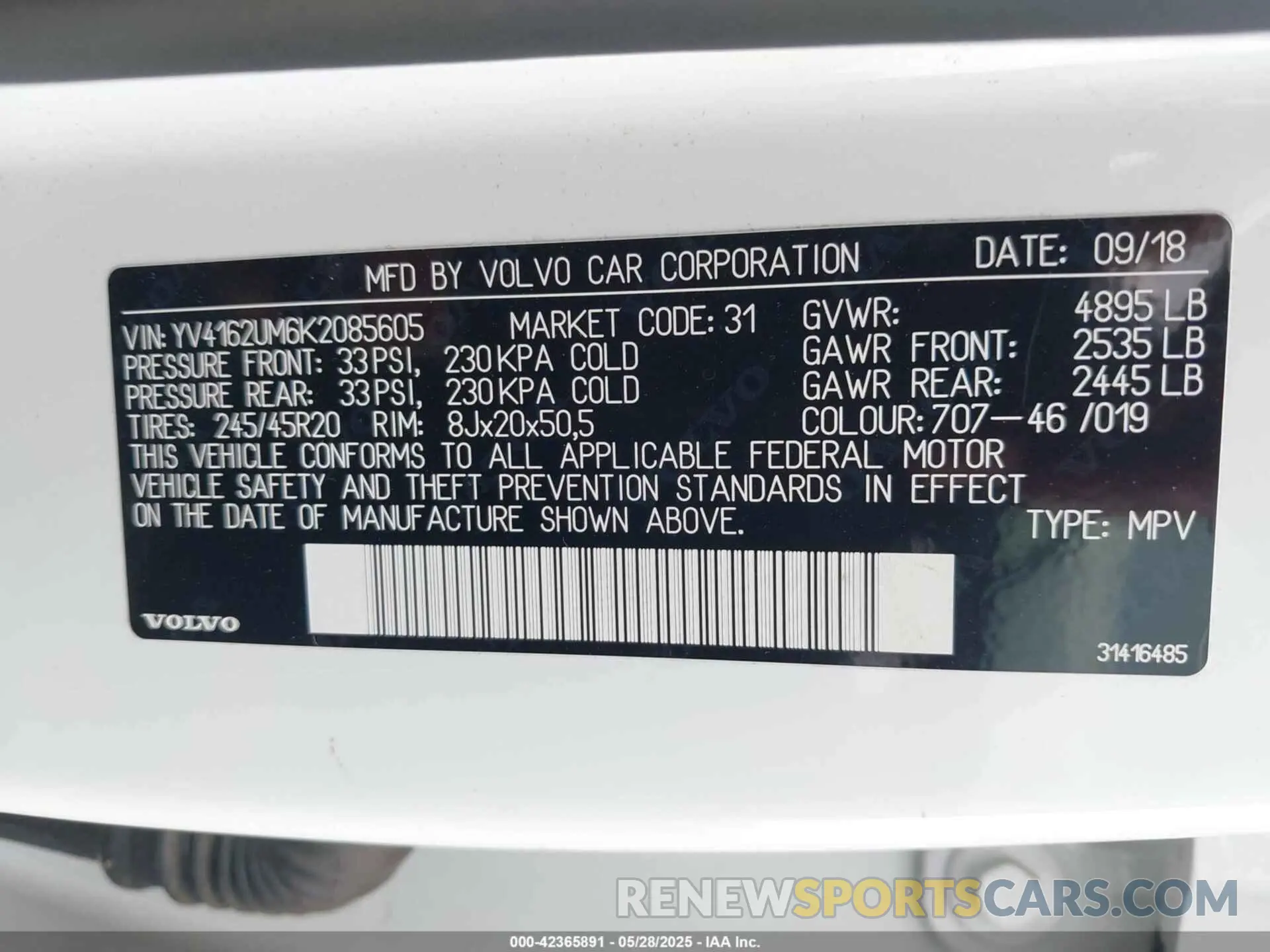 9 Photograph of a damaged car YV4162UM6K2085605 VOLVO XC40 2019