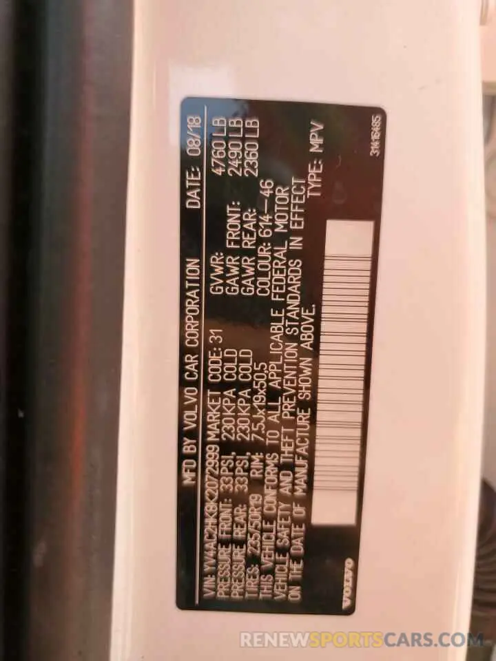 13 Photograph of a damaged car YV4AC2HK8K2072999 VOLVO XC40 2019