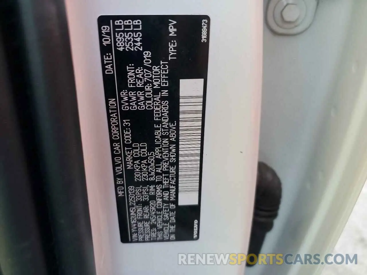 14 Photograph of a damaged car YV4162UM5L2250139 VOLVO XC40 2020