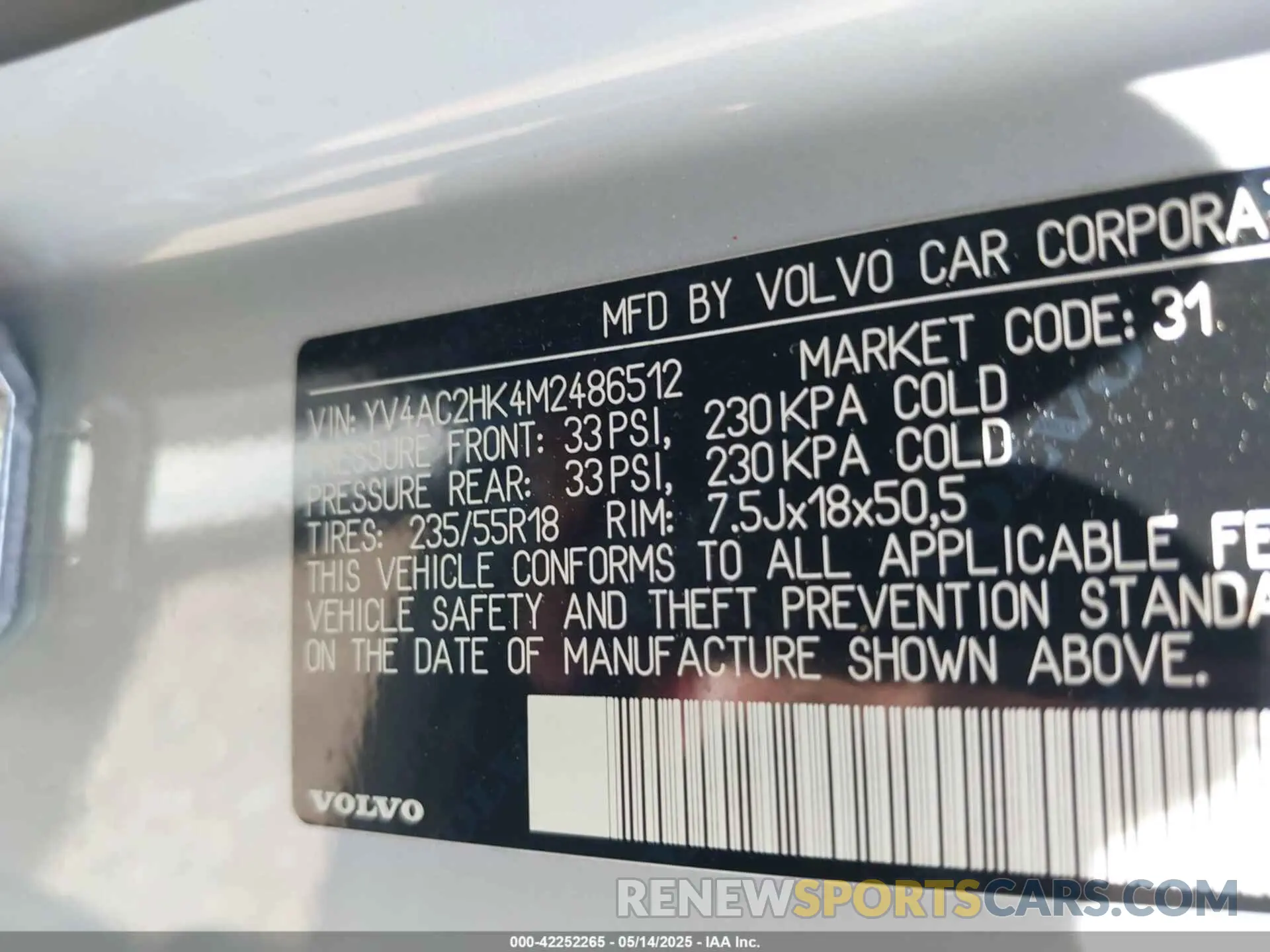 9 Photograph of a damaged car YV4AC2HK4M2486512 VOLVO XC40 2021
