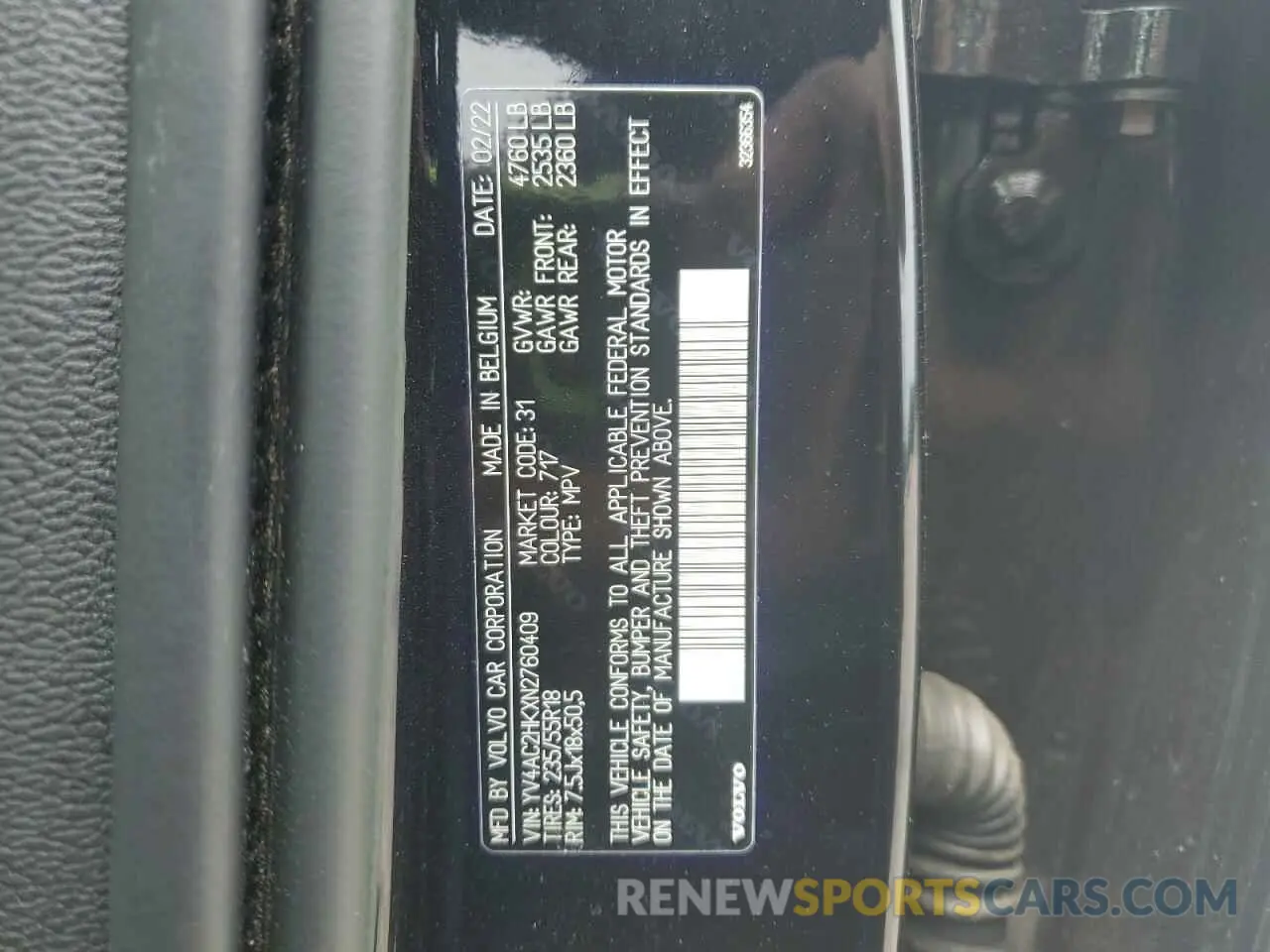 12 Photograph of a damaged car YV4AC2HKXN2760409 VOLVO XC40 2022