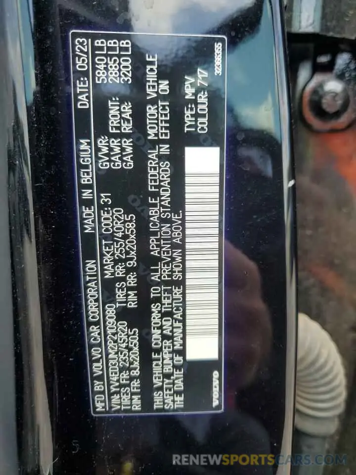 14 Photograph of a damaged car YV4ED3UM2P2109080 VOLVO XC40 2023