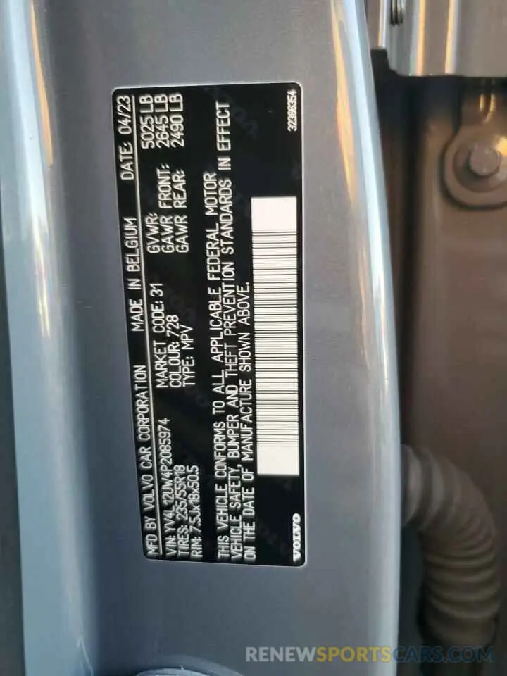 14 Photograph of a damaged car YV4L12UW4P2085974 VOLVO XC40 PLUS 2023
