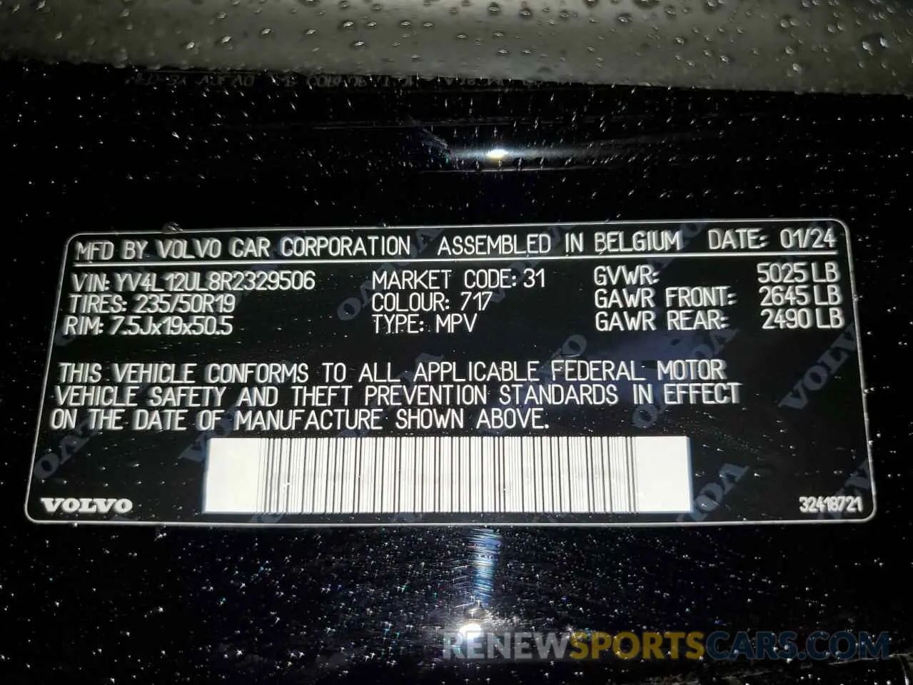 13 Photograph of a damaged car YV4L12UL8R2329506 VOLVO XC40 PLUS 2024