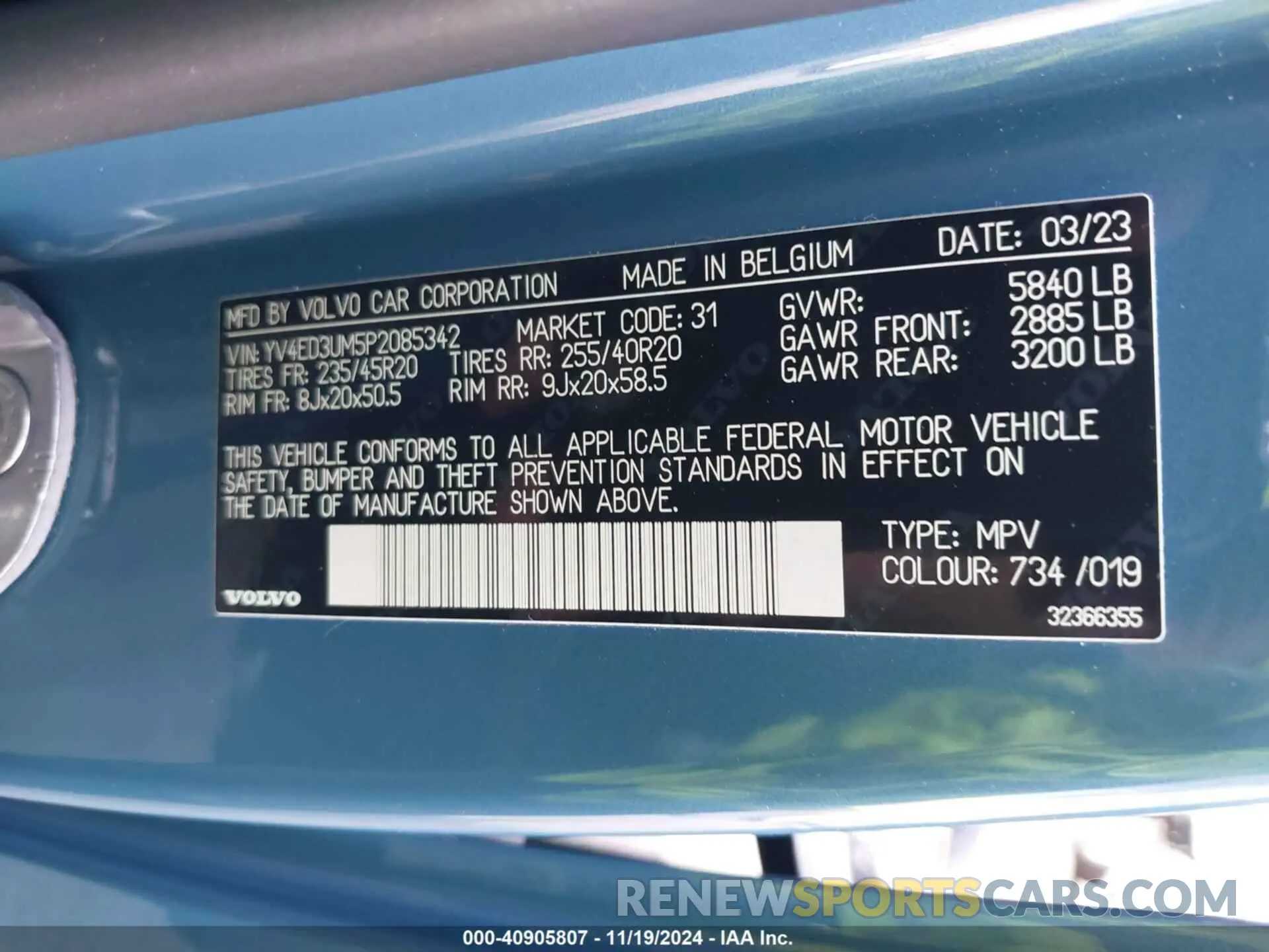 9 Photograph of a damaged car YV4ED3UM5P2085342 VOLVO XC40 RECHARGE PURE ELECTRIC 2023