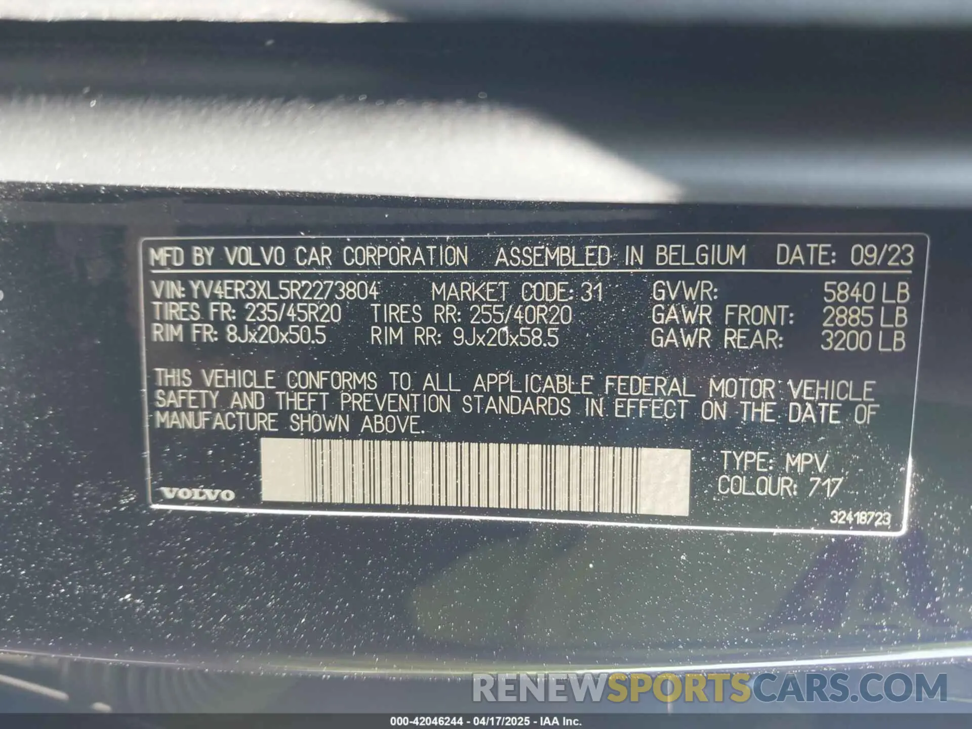 9 Photograph of a damaged car YV4ER3XL5R2273804 VOLVO XC40 RECHARGE PURE ELECTRIC 2024