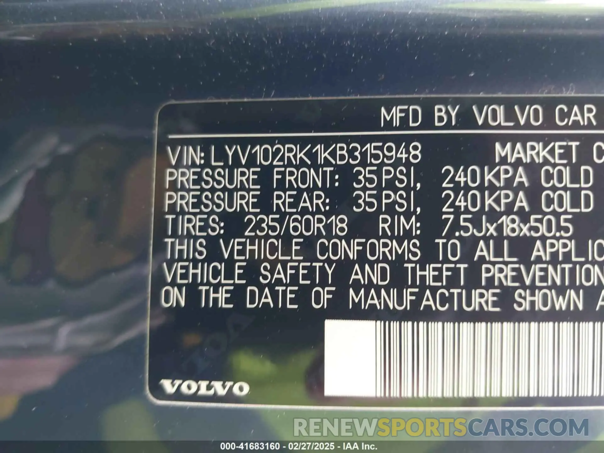 9 Photograph of a damaged car LYV102RK1KB315948 VOLVO XC60 2019