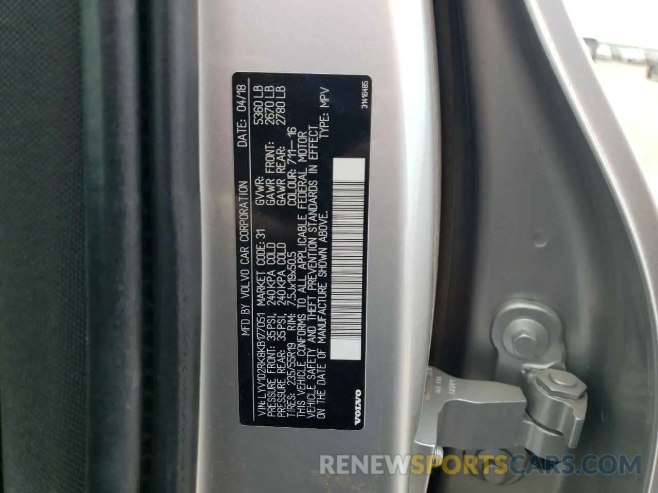 13 Photograph of a damaged car LYV102RK8KB177051 VOLVO XC60 2019