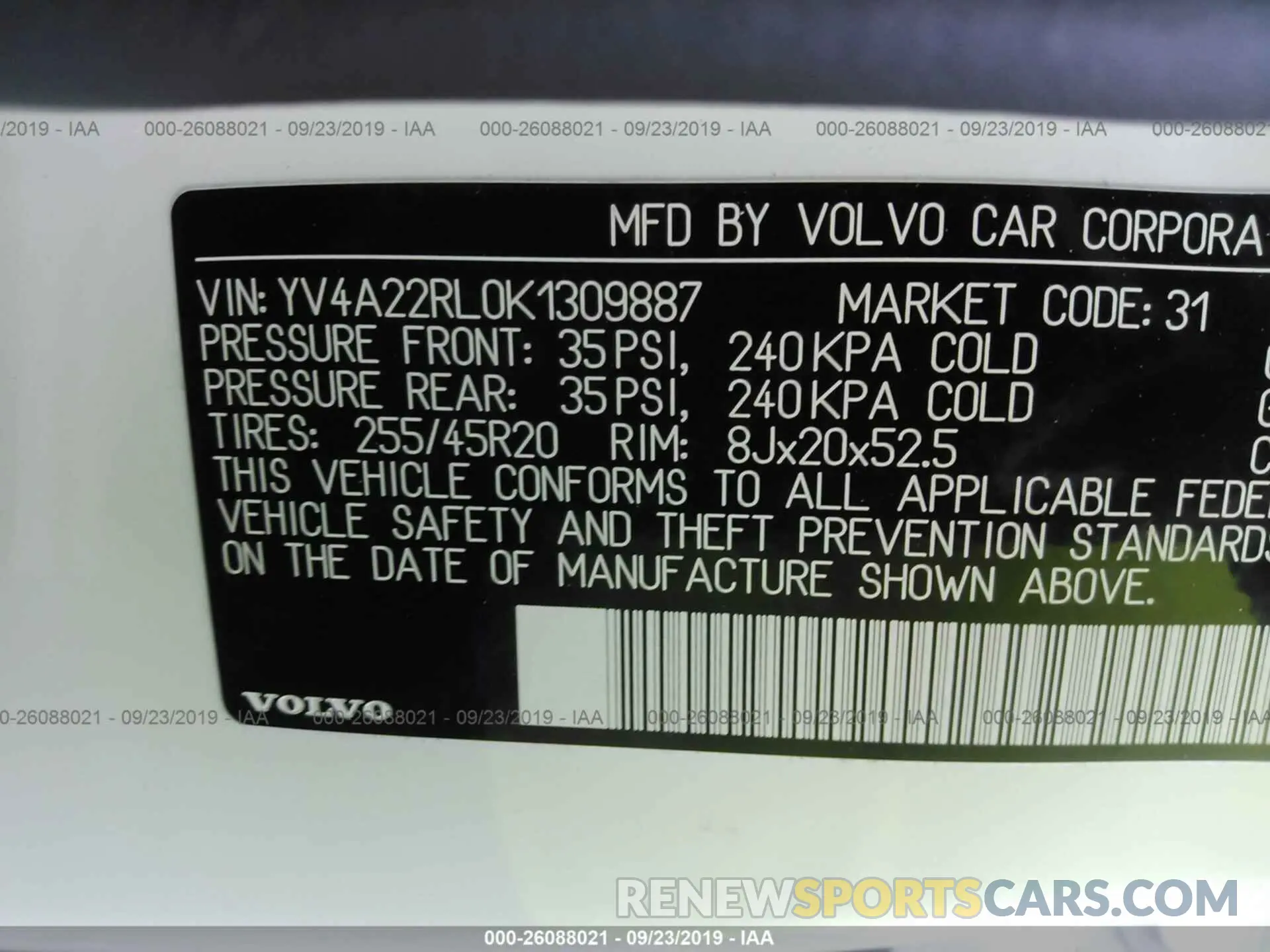 9 Photograph of a damaged car YV4A22RL0K1309887 VOLVO XC60 2019