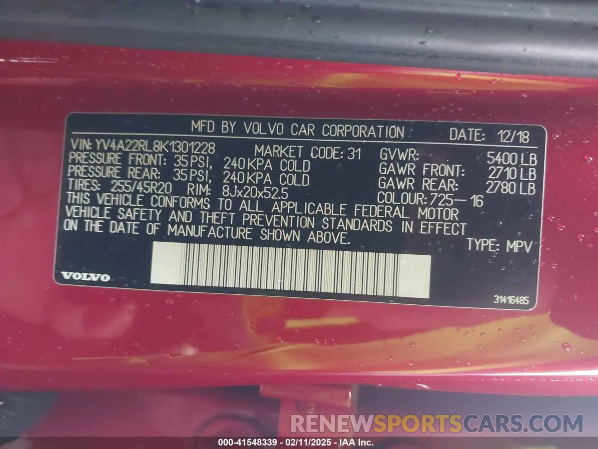 9 Photograph of a damaged car YV4A22RL8K1301228 VOLVO XC60 2019