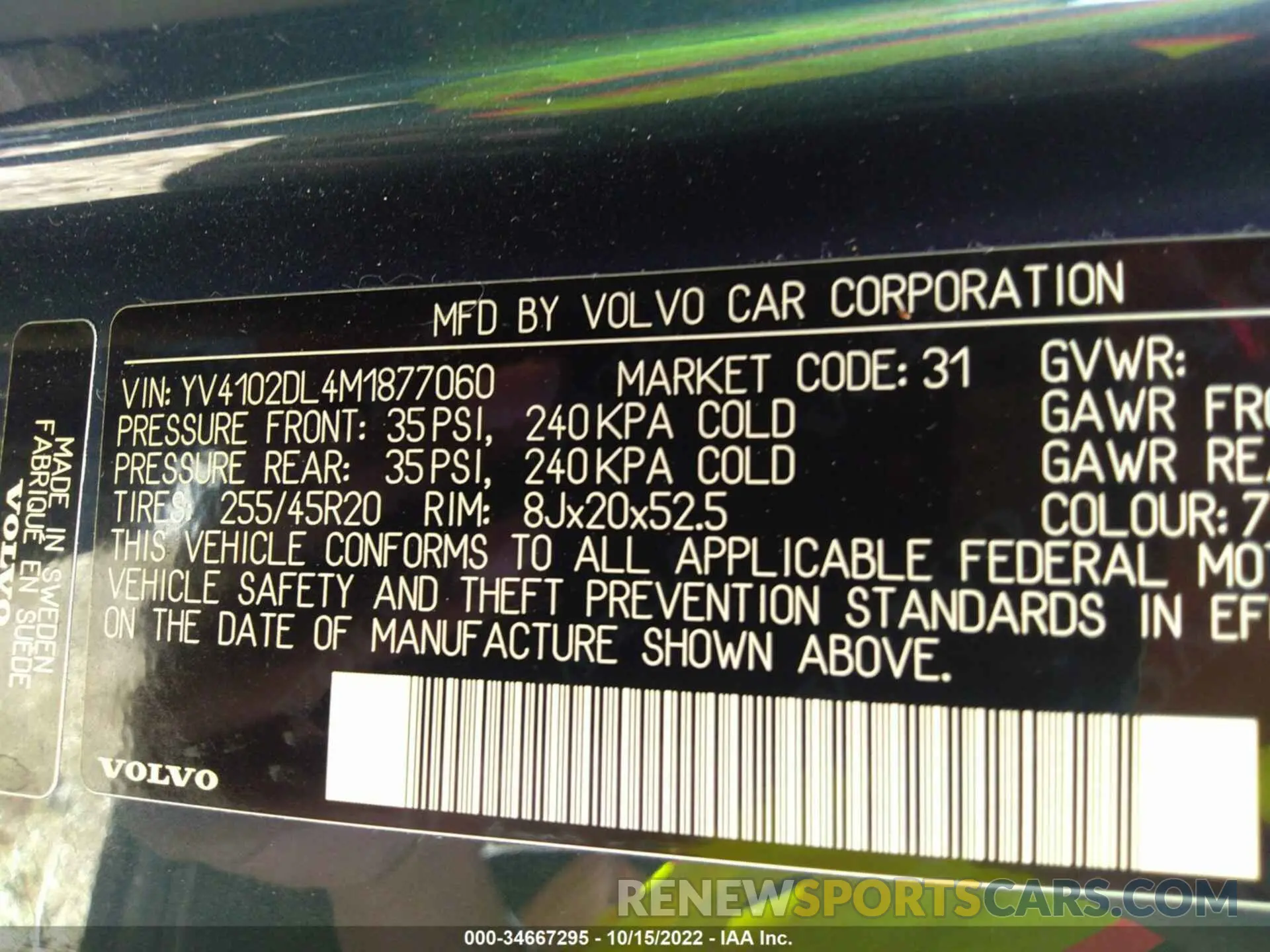9 Photograph of a damaged car YV4102DL4M1877060 VOLVO XC60 2021