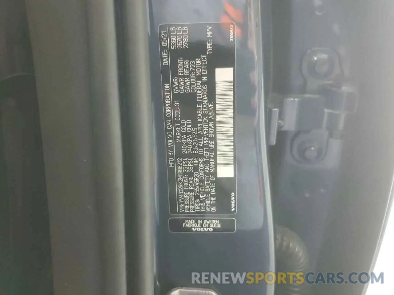 13 Photograph of a damaged car YV4102RK2M1886212 VOLVO XC60 2021