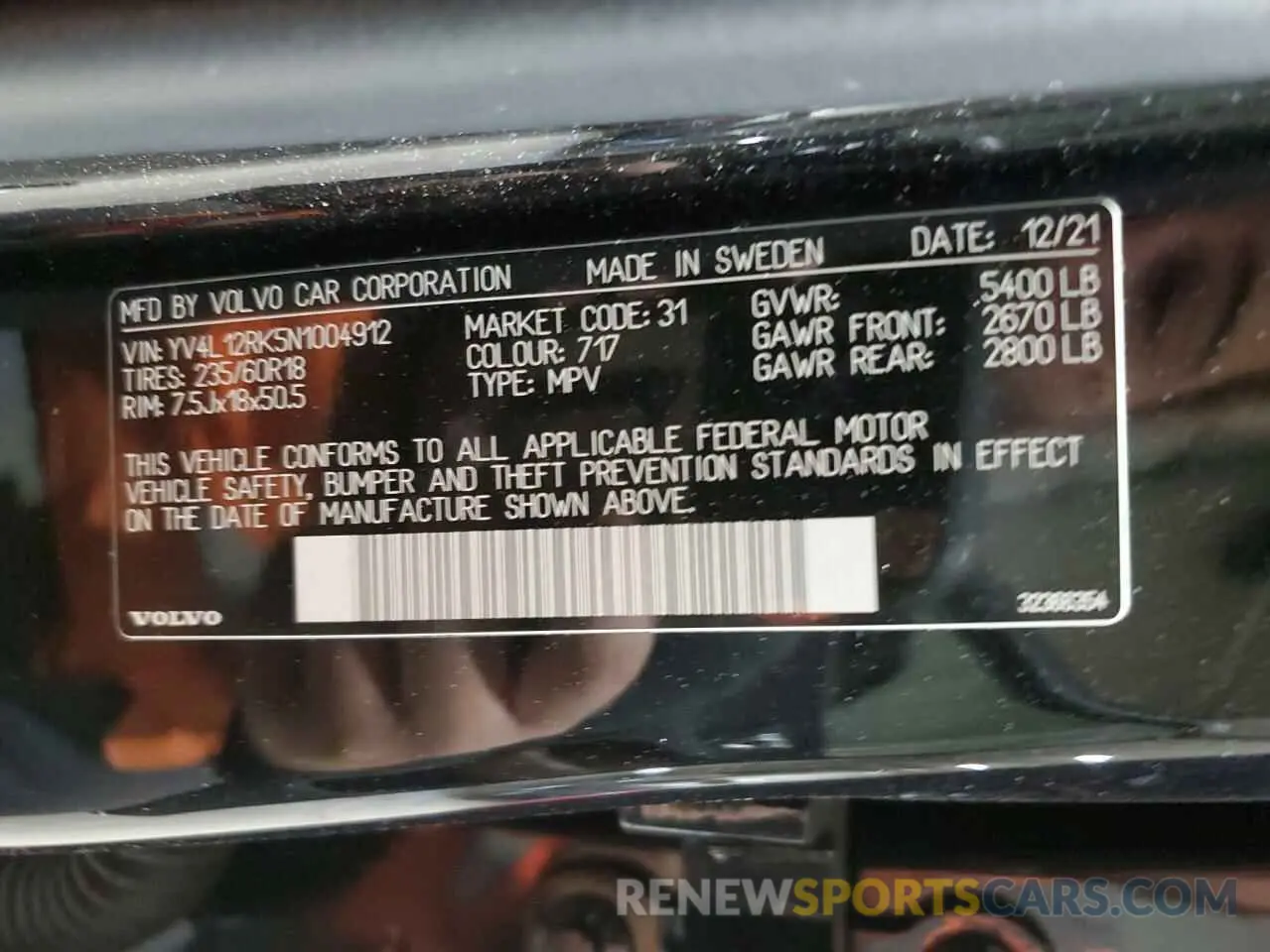 13 Photograph of a damaged car YV4L12RK5N1004912 VOLVO XC60 B5 MO 2022