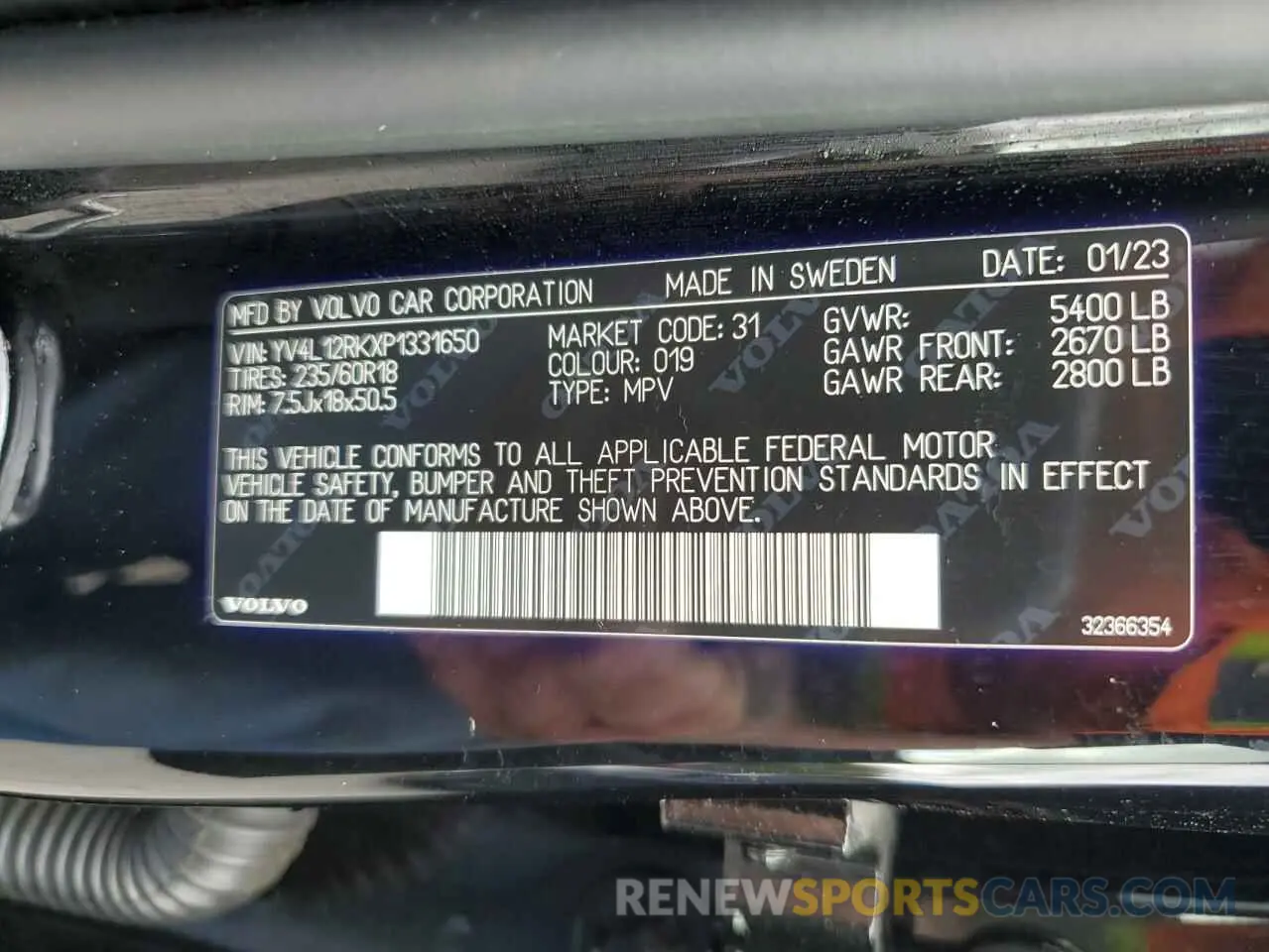 13 Photograph of a damaged car YV4L12RKXP1331650 VOLVO XC60 CORE 2023