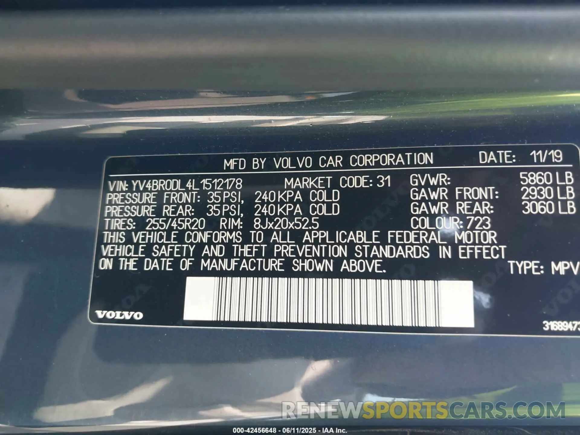 9 Photograph of a damaged car YV4BR0DL4L1512178 VOLVO XC60 HYBRID 2020