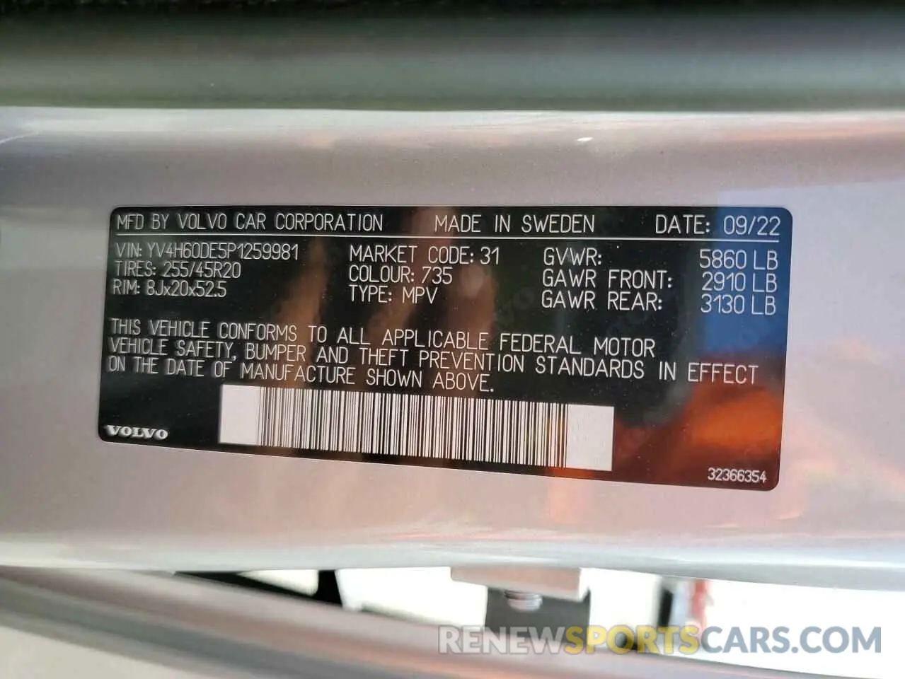 14 Photograph of a damaged car YV4H60DE5P1259981 VOLVO XC60 PLUS 2023