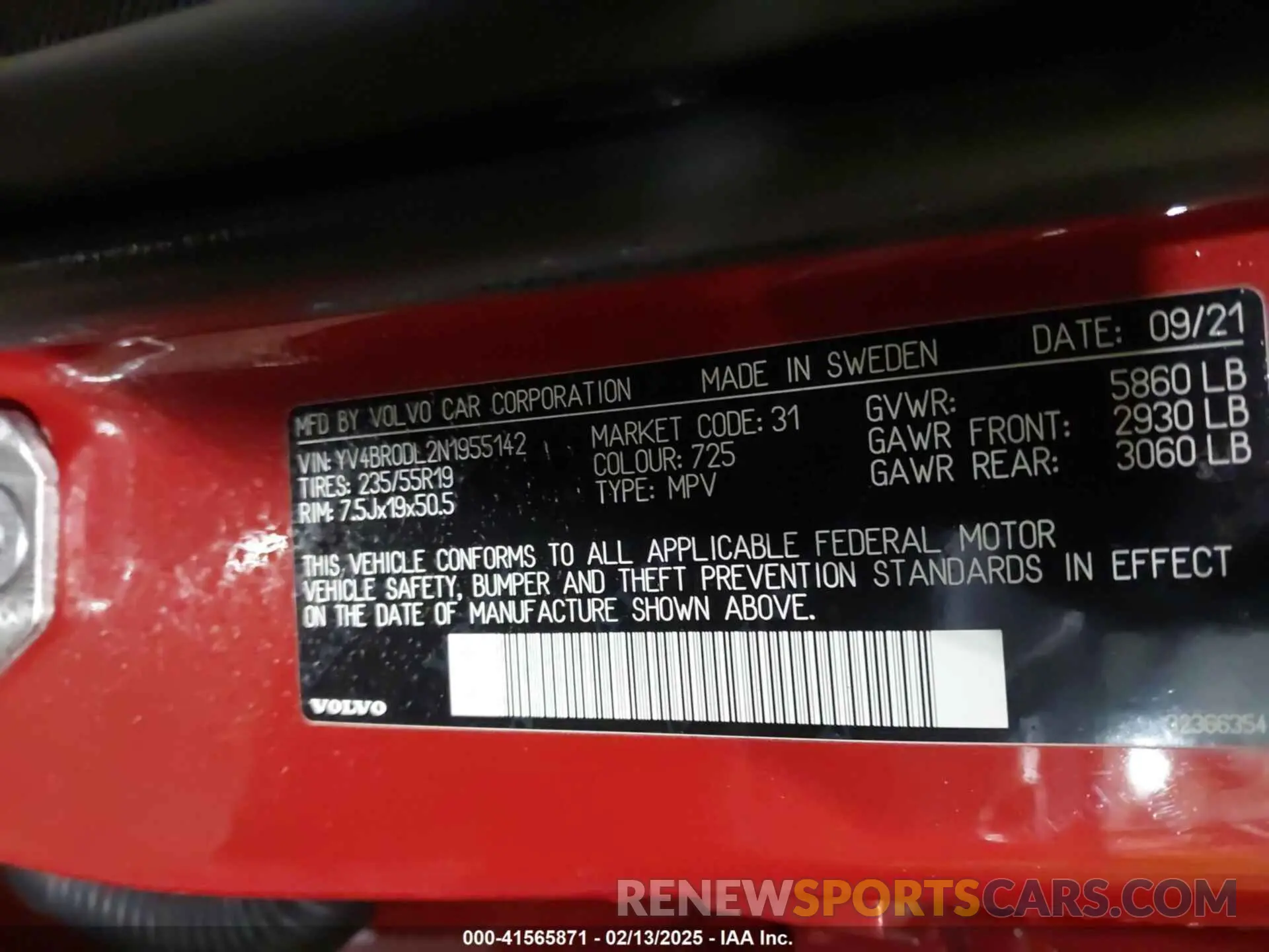 9 Photograph of a damaged car YV4BR0DL2N1955142 VOLVO XC60 RECHARGE PLUG-IN HYBRID 2022