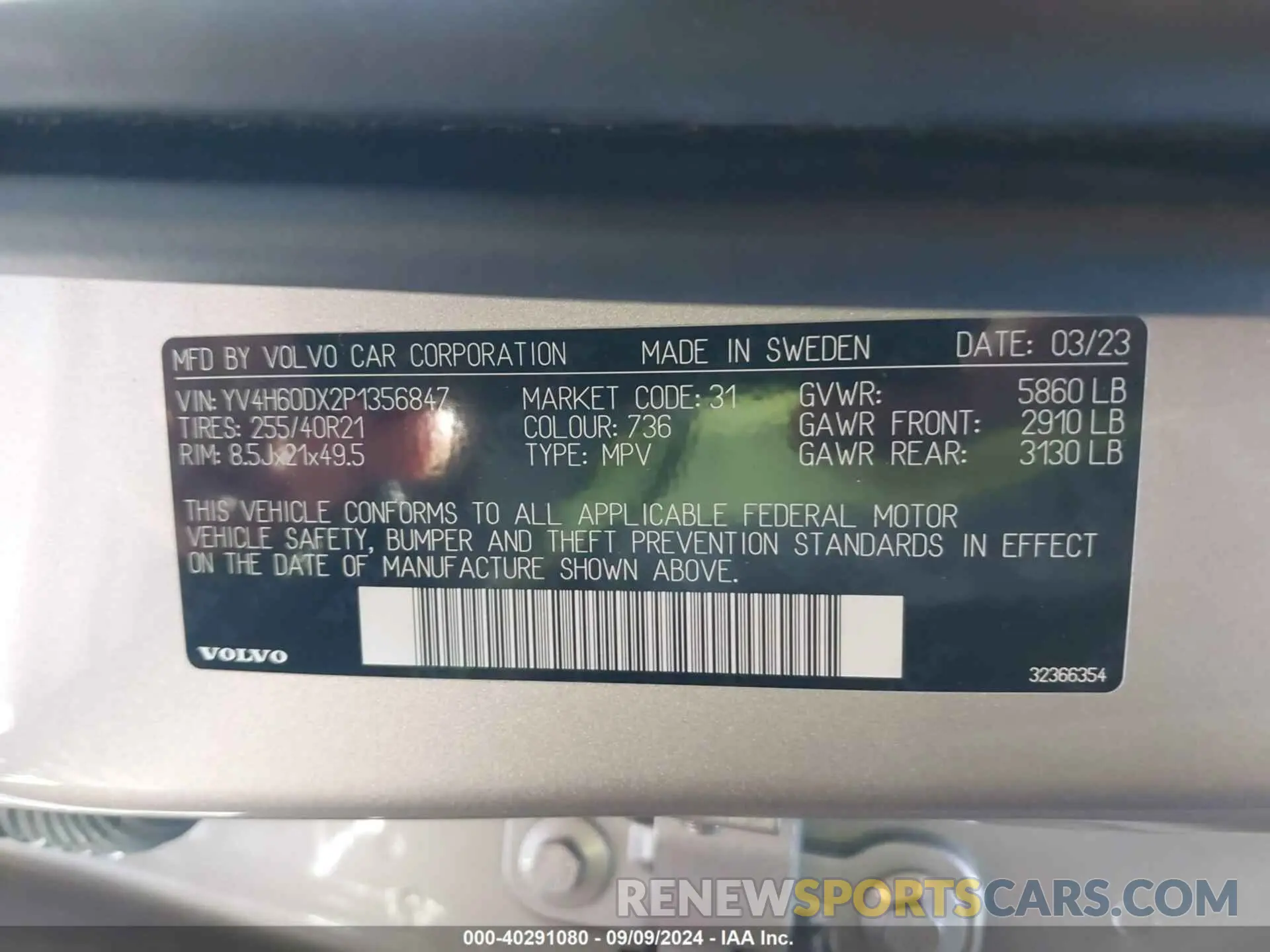 9 Photograph of a damaged car YV4H60DX2P1356847 VOLVO XC60 RECHARGE PLUG-IN HYBRID 2023