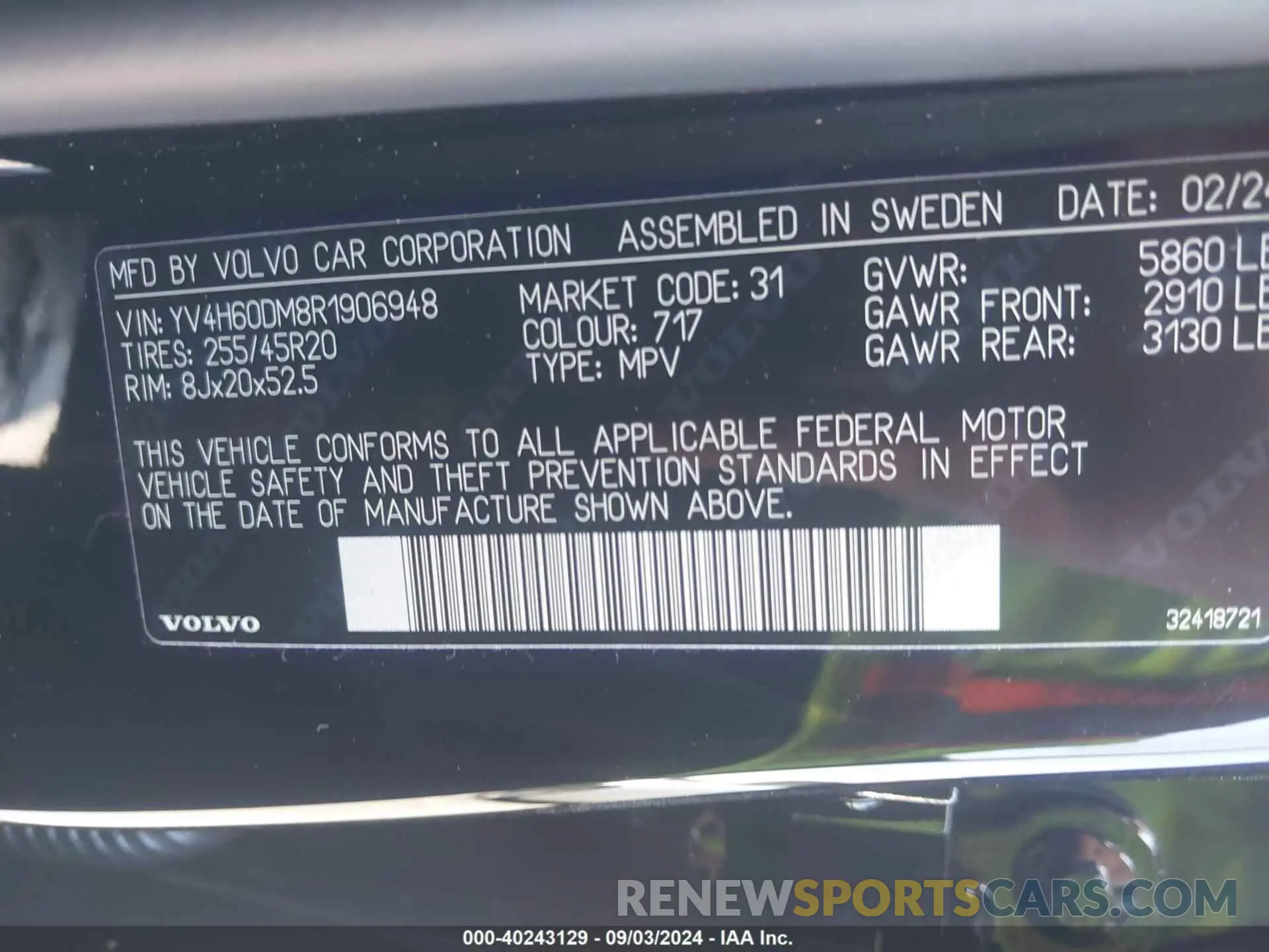 9 Photograph of a damaged car YV4H60DM8R1906948 VOLVO XC60 RECHARGE PLUG-IN HYBRID 2024