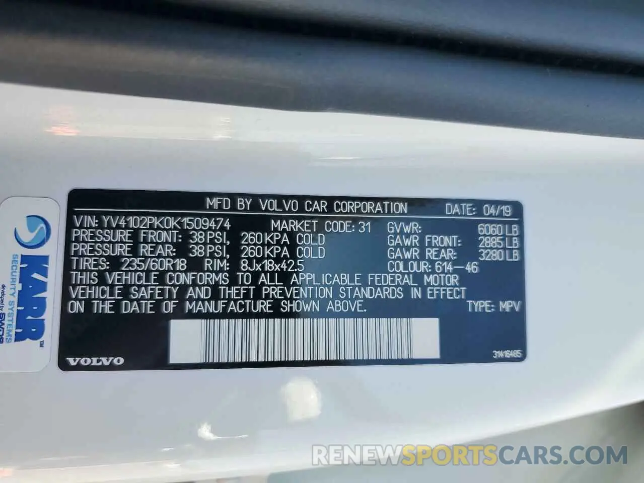 14 Photograph of a damaged car YV4102PK0K1509474 VOLVO XC90 2019