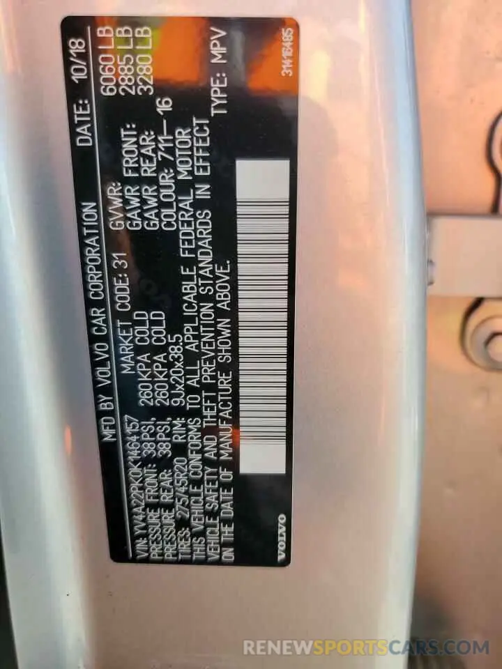 14 Photograph of a damaged car YV4A22PK0K1464157 VOLVO XC90 2019
