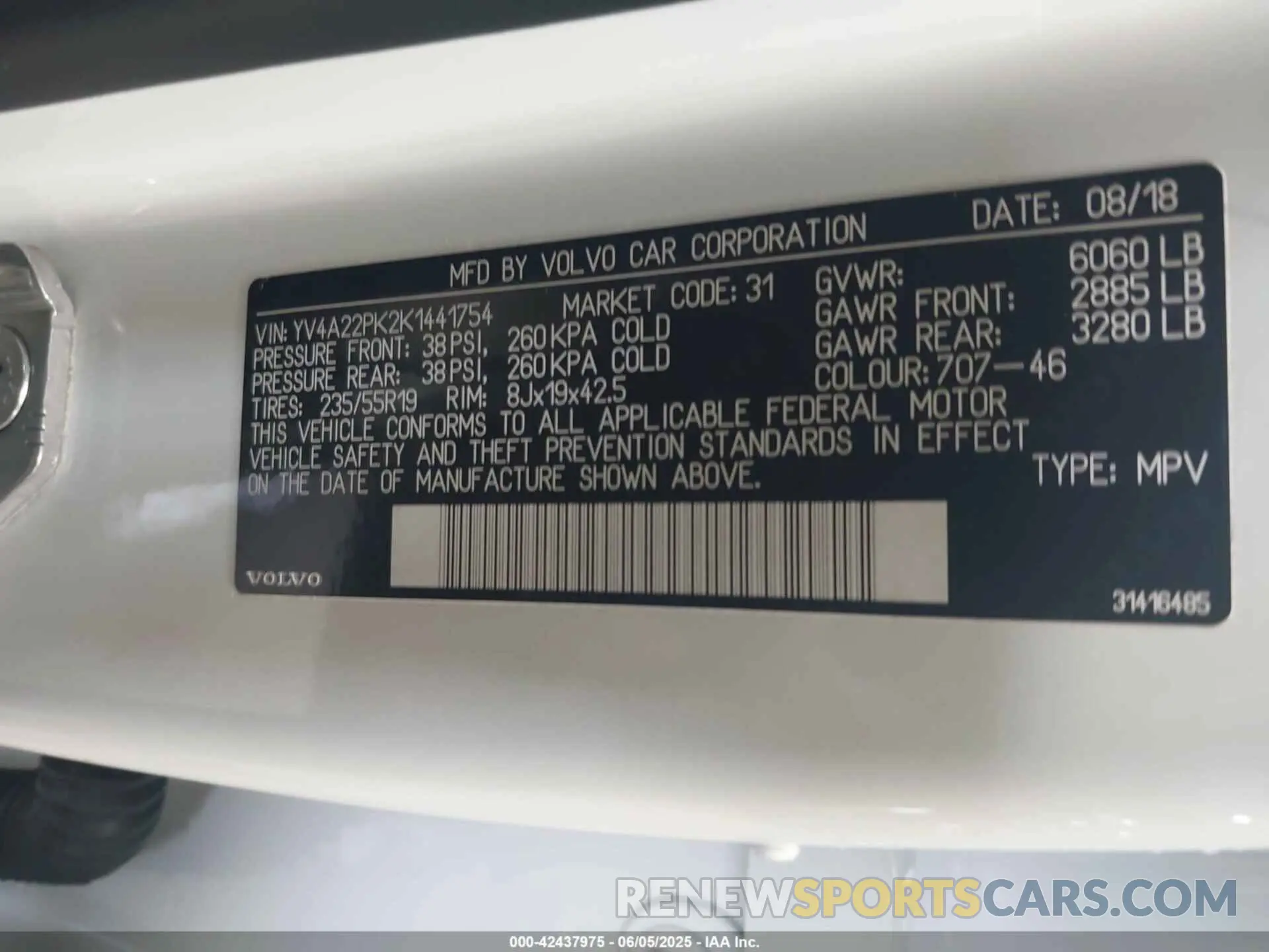 9 Photograph of a damaged car YV4A22PK2K1441754 VOLVO XC90 2019