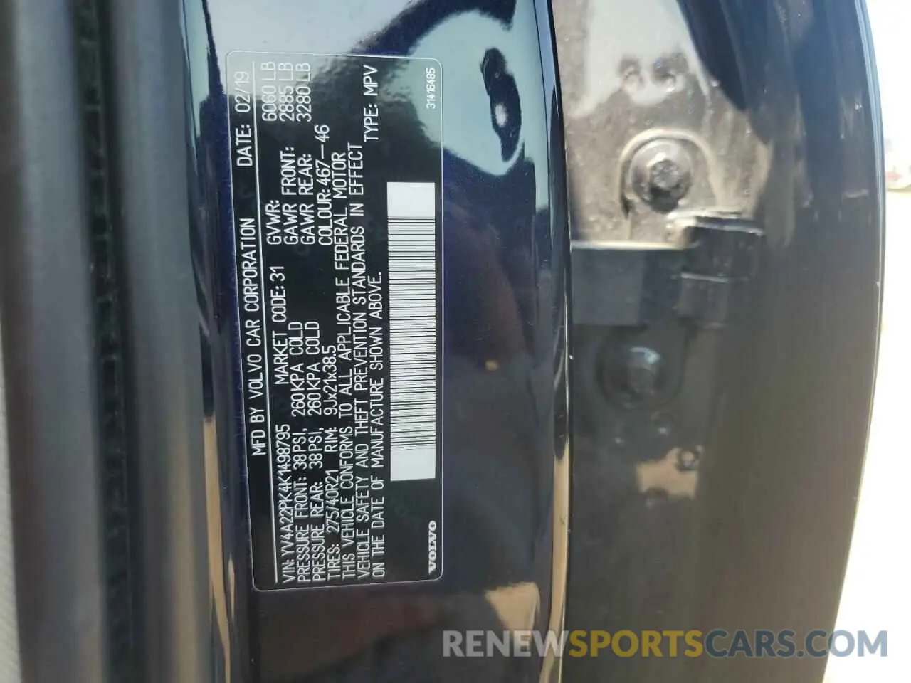 13 Photograph of a damaged car YV4A22PK4K1498795 VOLVO XC90 2019