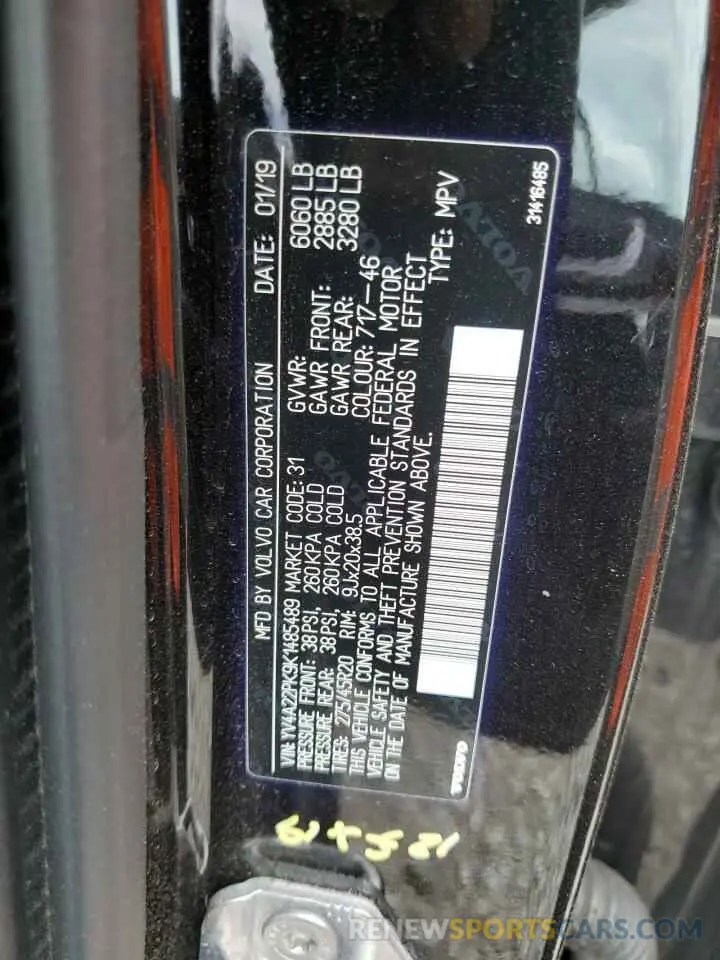 13 Photograph of a damaged car YV4A22PK9K1485489 VOLVO XC90 2019