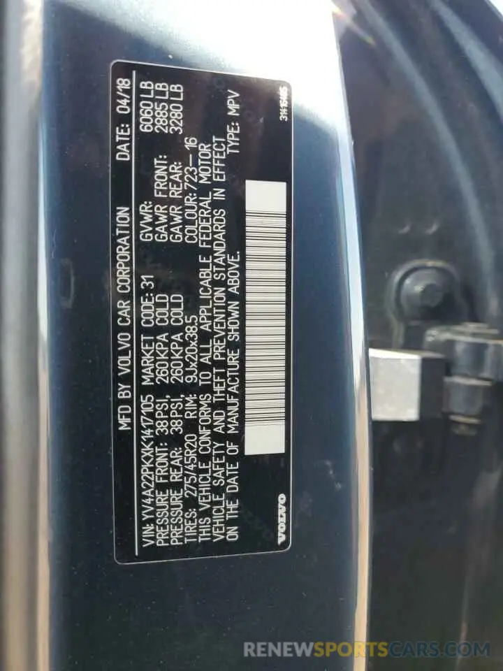 13 Photograph of a damaged car YV4A22PKXK1417105 VOLVO XC90 2019