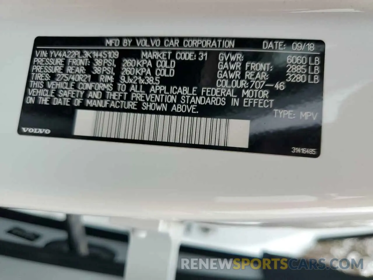 13 Photograph of a damaged car YV4A22PL3K1445109 VOLVO XC90 2019