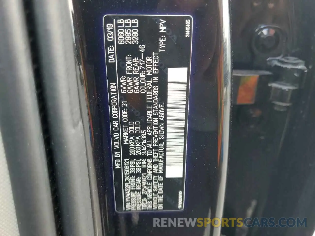 13 Photograph of a damaged car YV4A22PL3K1506121 VOLVO XC90 2019