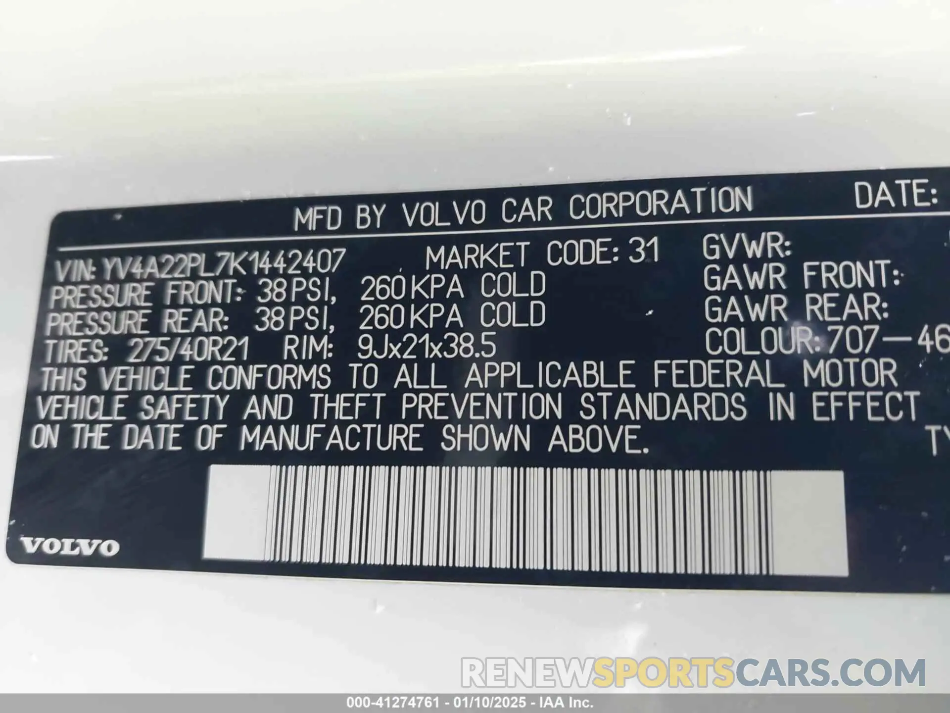 9 Photograph of a damaged car YV4A22PL7K1442407 VOLVO XC90 2019
