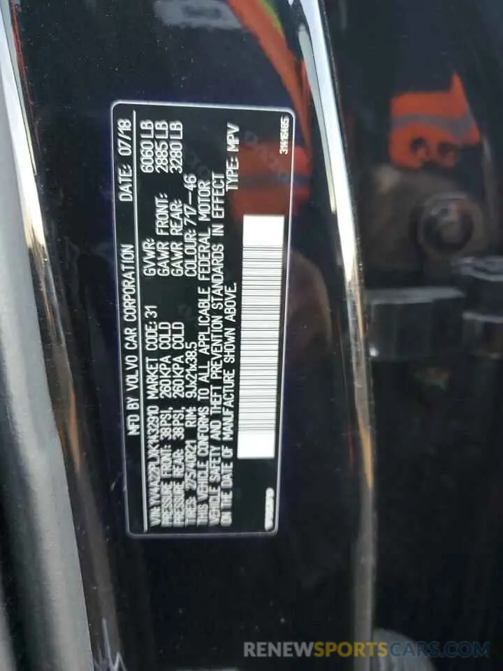 13 Photograph of a damaged car YV4A22PLXK1432910 VOLVO XC90 2019