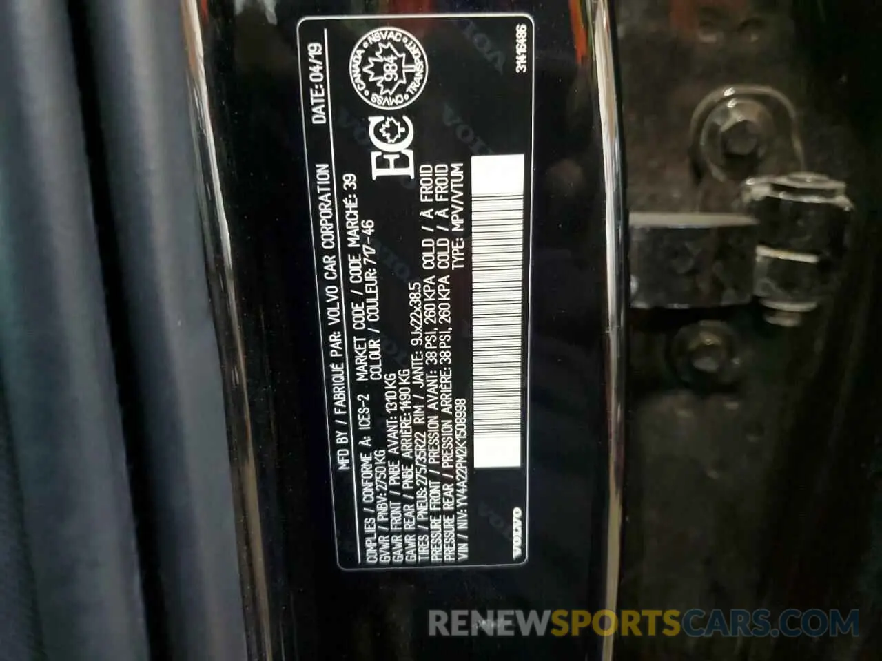 14 Photograph of a damaged car YV4A22PM2K1508998 VOLVO XC90 2019
