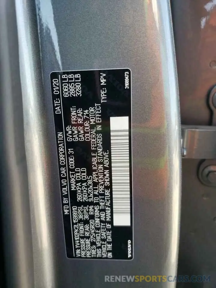 15 Photograph of a damaged car YV4102PK2L1599910 VOLVO XC90 2020