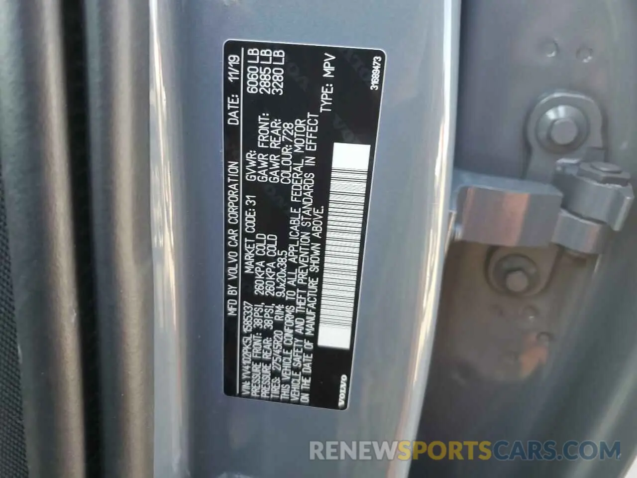 13 Photograph of a damaged car YV4102PK5L1585337 VOLVO XC90 2020