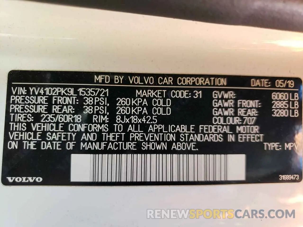 14 Photograph of a damaged car YV4102PK9L1535721 VOLVO XC90 2020