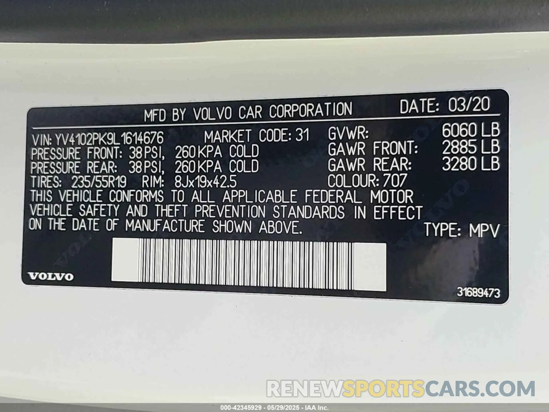 9 Photograph of a damaged car YV4102PK9L1614676 VOLVO XC90 2020