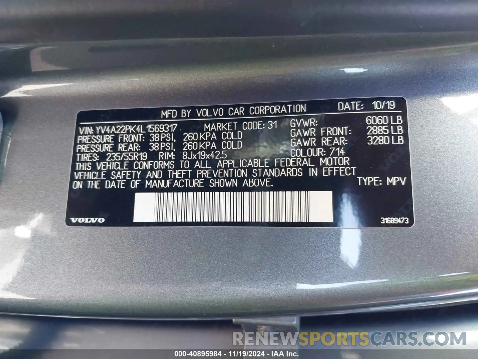 9 Photograph of a damaged car YV4A22PK4L1569317 VOLVO XC90 2020