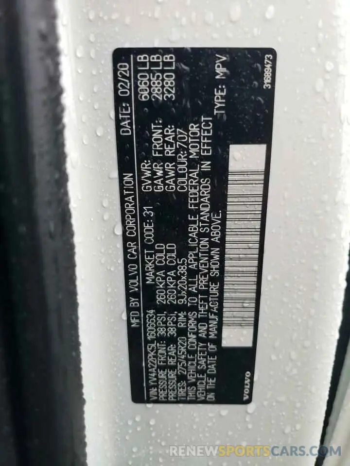 13 Photograph of a damaged car YV4A22PK5L1606634 VOLVO XC90 2020