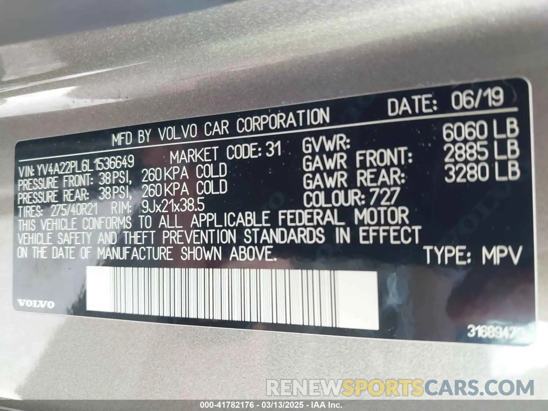 9 Photograph of a damaged car YV4A22PL6L1536649 VOLVO XC90 2020