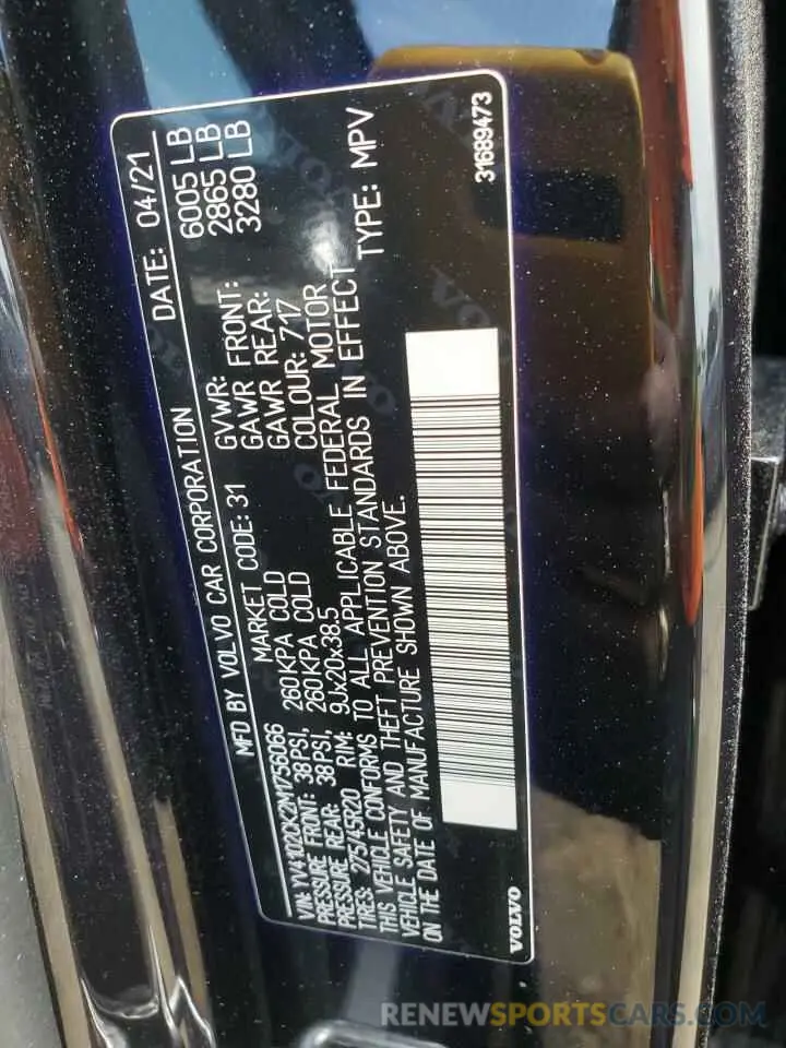 13 Photograph of a damaged car YV4102CK2M1756066 VOLVO XC90 2021