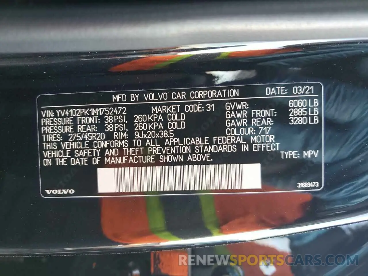 13 Photograph of a damaged car YV4102PK1M1752472 VOLVO XC90 2021