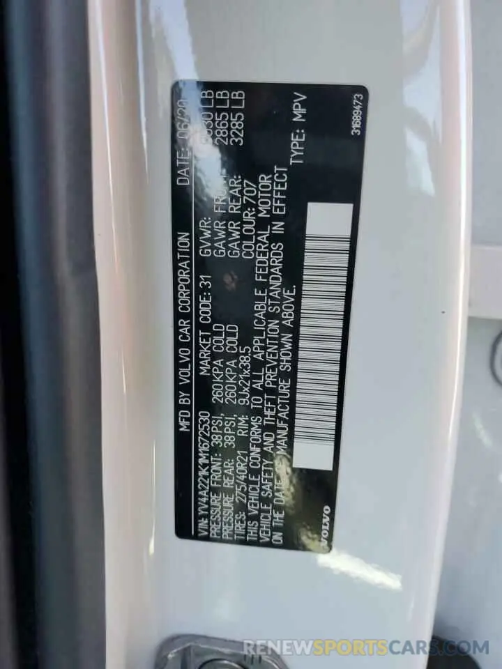 12 Photograph of a damaged car YV4A221K1M1672530 VOLVO XC90 2021