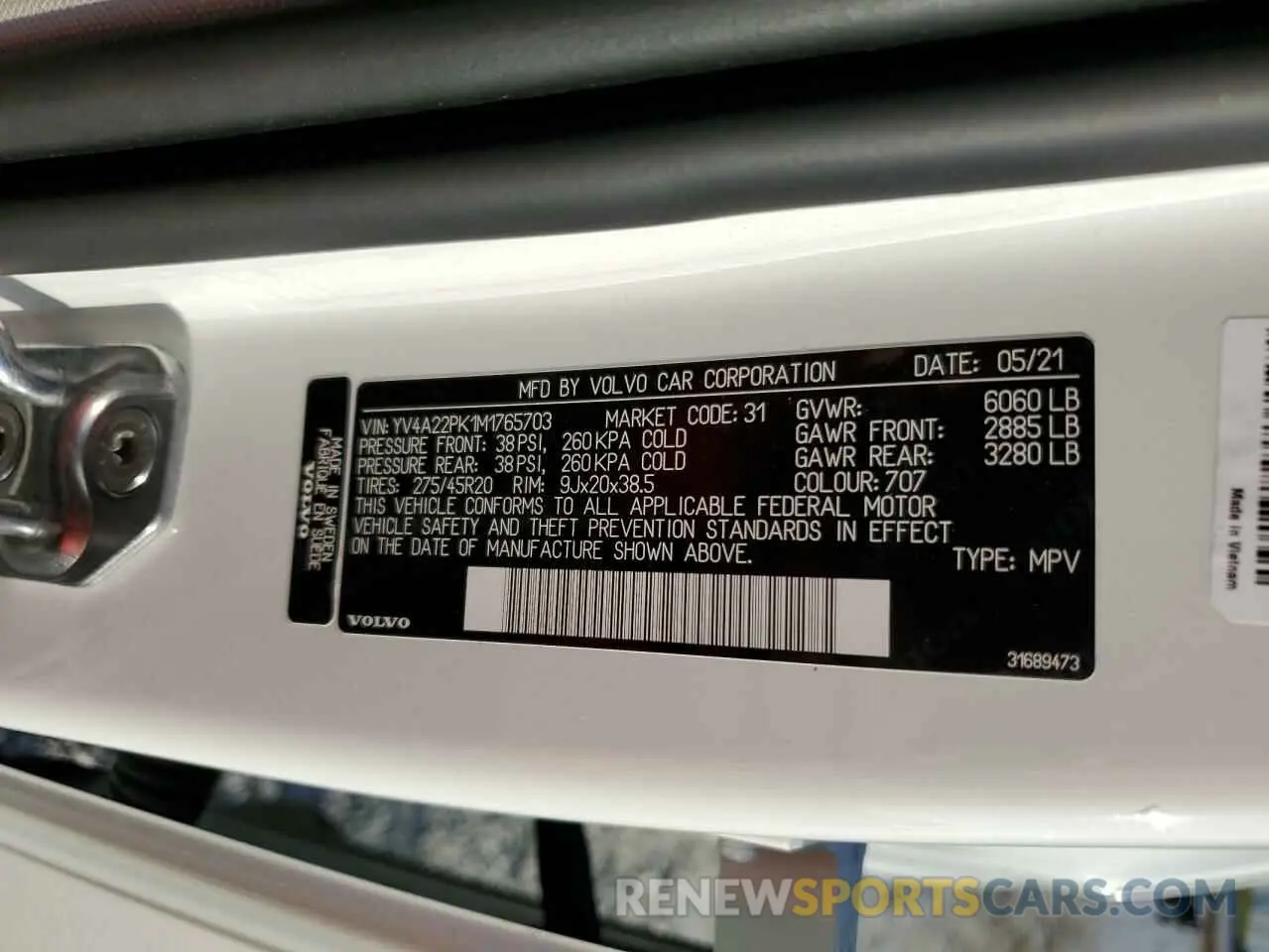 13 Photograph of a damaged car YV4A22PK1M1765703 VOLVO XC90 2021