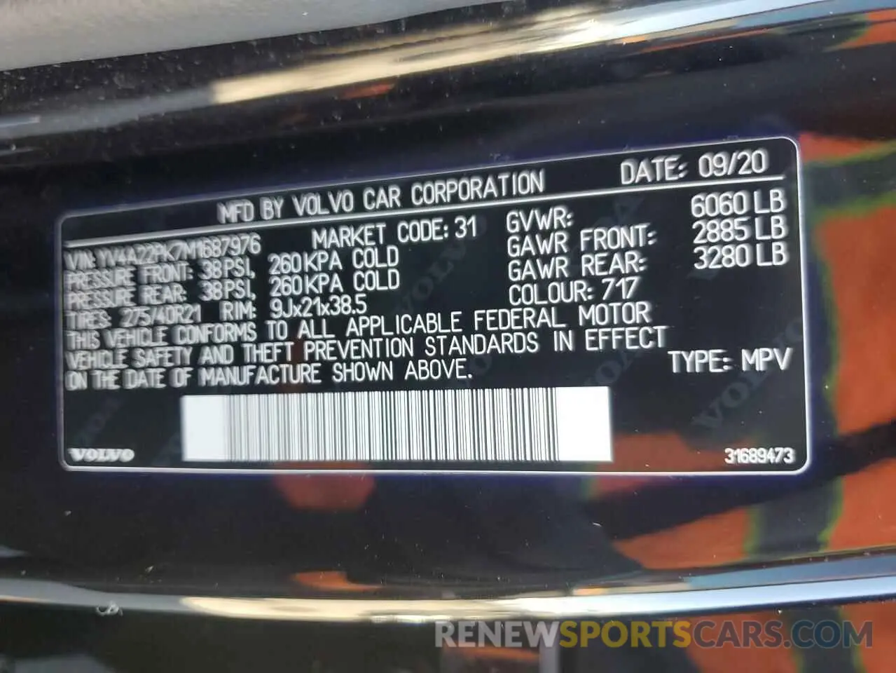 14 Photograph of a damaged car YV4A22PK7M1687976 VOLVO XC90 2021