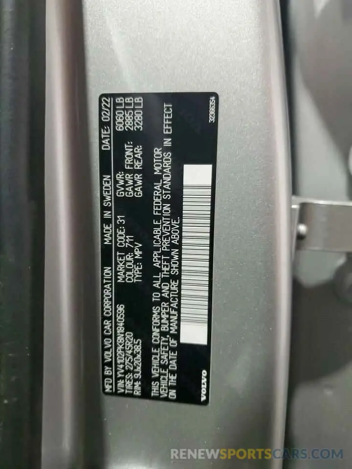 14 Photograph of a damaged car YV4102PK8N1840596 VOLVO XC90 2022