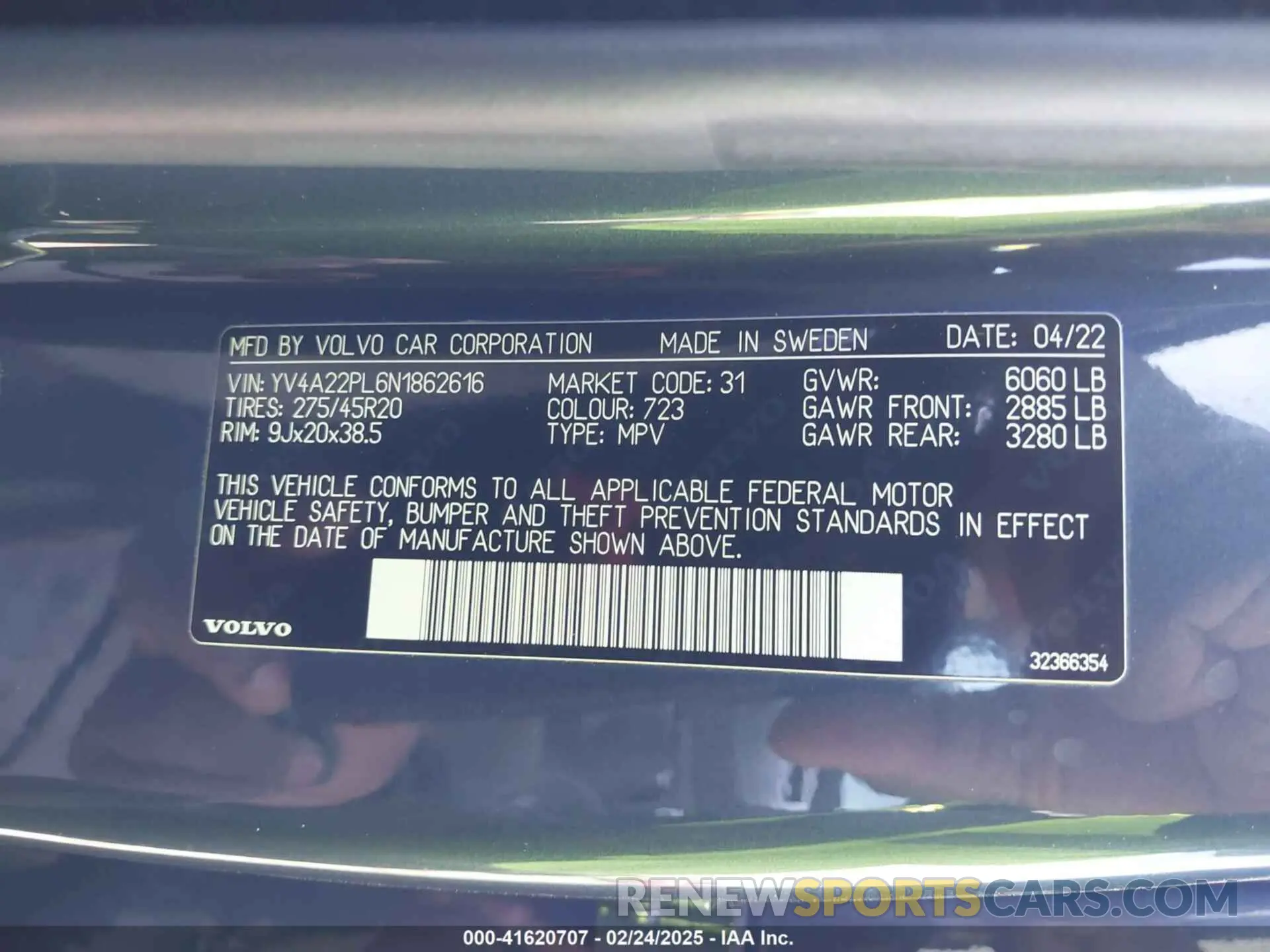 9 Photograph of a damaged car YV4A22PL6N1862616 VOLVO XC90 2022
