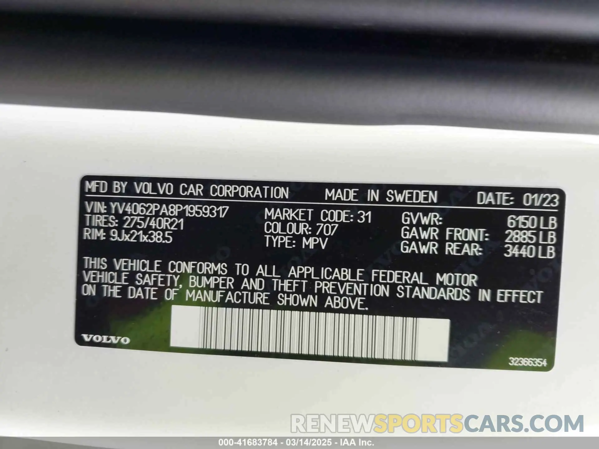 9 Photograph of a damaged car YV4062PA8P1959317 VOLVO XC90 2023