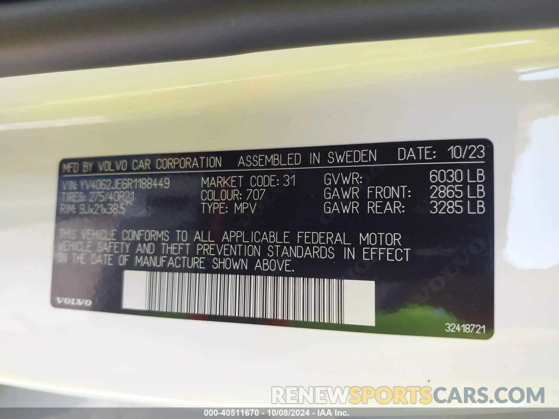 9 Photograph of a damaged car YV4062JE6R1188449 VOLVO XC90 2024